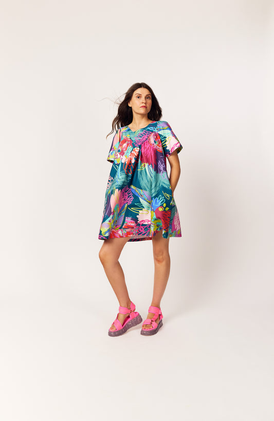 the debut dress protea collage print