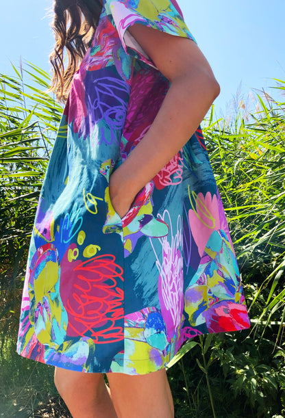 the debut dress protea collage print